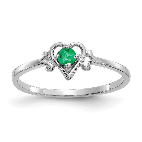 Million Charms 14K White Gold Green Emerald Birthstone...